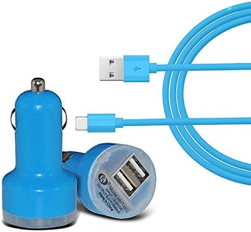 USB Type C Car Charger For Samsung Galaxy S8 Plus , Dual USB Bullet Car Charger with Type C USB Cable Sync &amp; Charge Travel Adaptor Charger 2 in 1 Pack for Samsung Galaxy S8 Plus and All Other Type C Supporting Devices (Blue)