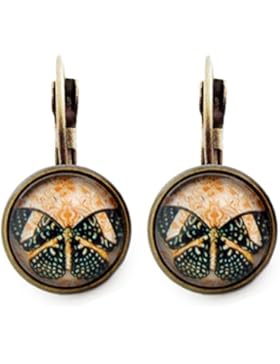 Miss Lovie Damen Mädchen Ohrhänger Ohrringe Schmetterling butterflies Cabochon 12mm Modeschmuck Bronze