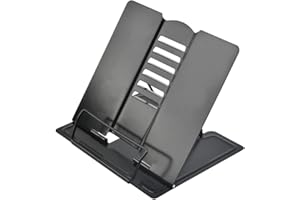 QLOUNI Leggio Libri Regolabile Supporti per Libri da Cucina in Metallo, Leggio da Letto per Libri Leggio Ricette da Cucina Supporto Regolabile per Ricettario con 6 Altezze Regolabili per iPad Tablet 21*19cm