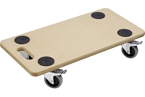 Metafranc Transportvagn 590 x 290 mm - 200 kg lastkapacitet - MDF-skiva - TPE-hjul/möbelrulle med broms/transporthjälpmedel f