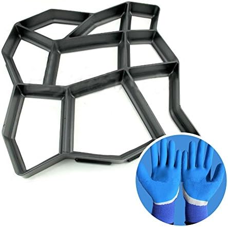Driveway Paving Brick Patio Concrete Slabs Pathmate Path Garden Walk Maker Mould Path Mould with 1Pair Latex Gloves (43*43*4cm)