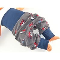 Lange Pumphose Größe 80/86 Baby Hose Mitwachshose Motiv: Baufahrzeuge