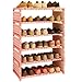 Produktbild KAIMENG 6 Tier Leinwand Einfache Schuhregal Schrank Lagerung bis zu 18 Paar Schuhe Schuh Speicherorganisator (Rosa)