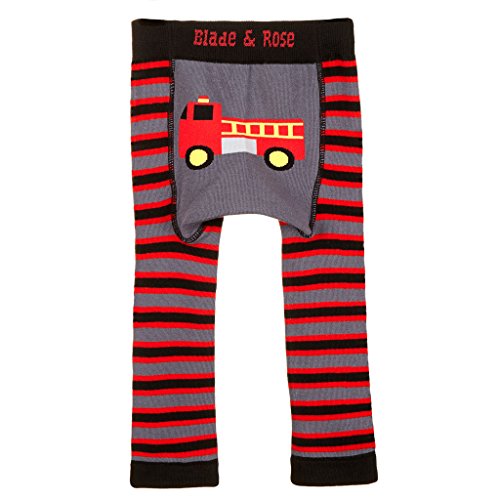 Blade And Rose Boys Fire Engine Leggings. 0-2 Years. Black & Red. (0-6 months)