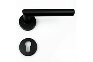 FELGNER Drückergarnitur Como für Profilzylinder | hochwertige moderne Türblende Türklinken Türdrücker Garnitur Türgriff Türbeschlag Rosette für Innentüren Zimmertüren | matt schwarz