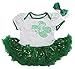 1st St Patrick Day Baby Dress White Bodysuit Green Sequin Tutu Romper Nb-18m (3-6 Months)