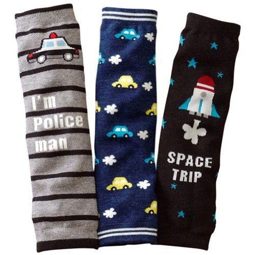 3 Pair Baby Boy Striped Police Car Spaceship Leg Warmer