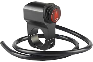 Larcele 12V Moto Guidon Interrupteur Phare Commutateur avec Témoin Lumineux,Diamètre de Montage 25mm SBKG-01 (Noir,Style 3859, 25mm)