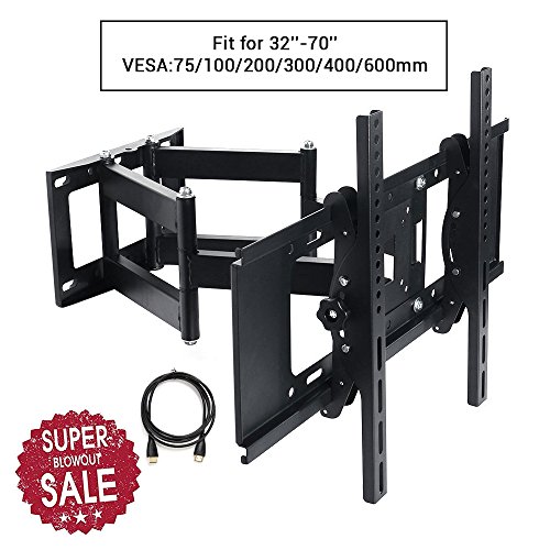 Lumsing schwenkbare neigbare TV Wandhalterung mit Doppel Arme für 37-65" Plasma LCD-LED-Flachbildschirm Passend für LED-, LCD-und Plasma- mit HDMI Kabel, Max VESA 600mm x 400mm