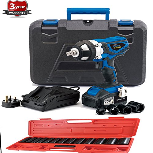 Draper 1/2" Inch Impact Nut Gun Wrench inc 4 Sockets 17mm 19mm 21mm & 23mm 3 amp x2 Batteries & Case