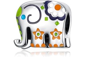YOAME Éléphant Charms Argent émail coloré Thaïlande Perles Animaux Charmes Compatible avec Pandora Bracelets Collier