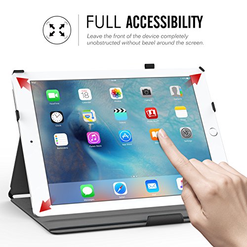 MoKo Hülle für iPad Pro 12.9 2015 – Slim-Fit PU Leder Tasche Schutzhülle Schale Smart Case mit Auto Schlaf / Wach Funktion und Stift-Schleife / Standfunktion für Apple iPad Pro 12.9 Zoll Tablet, Schwarz - 2