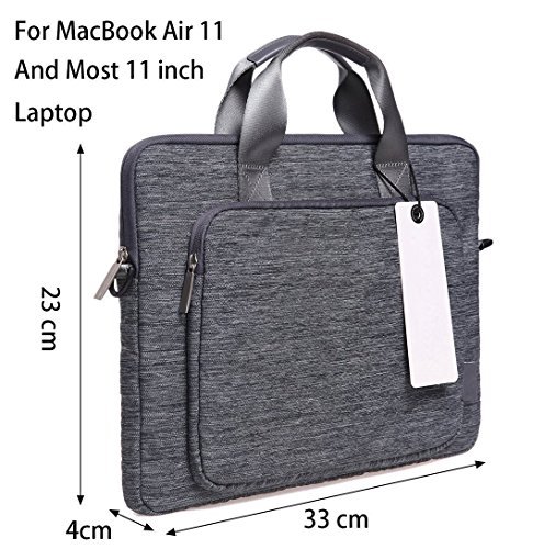 STONG ShockProof Neoprene Laptop Sleeve Hülle(11,6, 13.3, 15.4Zoll) Laptop Tasche Schultertaschen Schutzhülle Ultrabook Tasche für Apple Macbook Air 11, Macbook 12, Lenovo Miix 310 Yoga Book (11.6 Zoll, Grau) - 2