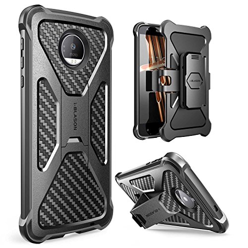 i-Blason Carcasa para Motorola Moto Z Moto Z Droid  Lanzamiento en 2016   Funda Serie Transformer con Soporte  Robusto  y Clip de sujeci  n para cintur  n Giratorio  Negro 