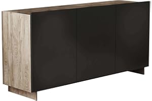 MILANI HOME S.R.L.S. Madia mobile 3 ante per sala da pranzo soggiorno camera da letto (Black)