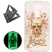 Produktbild LG K10 hülle,[Mit freiem schwarzem Kickstand] Keyye [Kreative Luminous Durable] Silikon hülle,Aquarell Drucken Muster [Anti Staub]SchlankWeich gel TPU Schrubben Transparent Schutzhaut fluoreszierend Grüner Effekt Nacht Glühen in der Dunkel Portable Cover für LG K10-Skelett Rose