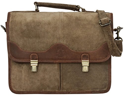 Gusti Leder studio “Sebastian“ Laptoptasche 13″ MacBook Collegetasche Arbeitstasche Unitasche Umhängetasche Henkeltasche Businesstasche Dokumententasche Aktentasche Wildleder Frauentasche Braun 2H36-26-1 - 6