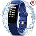 Price comparison product image MorePro Waterproof Fitness Tracker, Color Screen Activity Tracker with Heart Rate Blood Pressure Monitor, Wearable Smart Bracelet Pedometer Watch with Sleep Monitor for Women Men Kids, Blue