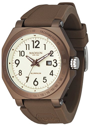 MADISON NEW YORK Herren Uhr Aluminium / Braun Onesize MADISON NEW YORK Herren Uhr Aluminium / Braun Onesize