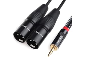 NANYI XLR Microphone Splitter Audio Cables 3.5mm to 2XLR Male TRS Stereo Male to Two XLR Male Interconnect Audio Microphone Cable, Y Splitter Adapter Cable 3M (10FT)