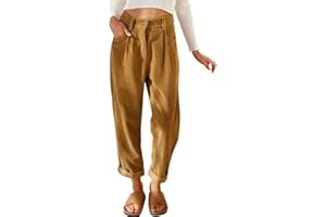 CheChury Pantalones Mujer Casuales Cintura Alta Pantalón de Pana Mujer Largas Pantalon Pierna Ancha Pantalones Verano Sólido Cintura Elástica Pantalon Piernas Rectas Cómodo Largos Causal Flojo Playa