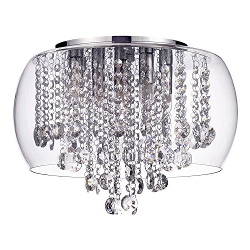 Marquis by Waterford Nore IP44 Rated LED Encased Flush Bathroom Ceiling Light - Chrome & Glass with Free LED Bulbs, 5 Yr Guarantee Included Litecraft (5 Light)