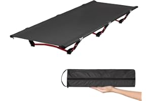 Leogreen Lit de Camp Pliable amélioré, Ultra léger Compact Solide et Durable, 190 x 65 x 19 cm, pour Les tentes, Les randonnées en Plein air, Les Voyages, Charge maximale 180kg, Noir