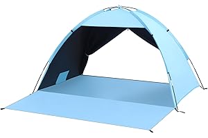 ‎HAOYAO Strandmuschel, UV Schutz 80+ Strandzelt 2-3 Personen Familie Zelt Stabil Windschutz mit Vorder und Hintertür Luftzirkulation SBS Reißverschluss Tragetasche Kleines Packmaß für Strand, Garten