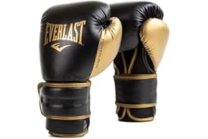 Everlast Powerlock2 - Guantes de boxeo, rendimiento y estilo mejorados, negro/dorado y blanco/dorado, tallas 12 onzas, 14 onzas, 16 onzas, guantes de entrenamiento ideales para boxeo
