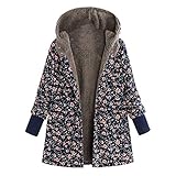 iHENGH Vorweihnachtliche Karnevalsaktion Damen Herbst Winter Bequem Mantel Lässig Mode Jacke Frauen  Frauen Winter Mit Kapuze Langarm Vintage Print Fleece Verdicken Hasp Mäntel Outwear