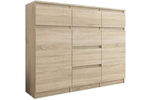 FRAMIRE S-62D sonoma komoda, komoda z 6 szufladami, 2 drzwi, szafka do sypialni, salonu, łazienki, 99 x 120 x 40 cm