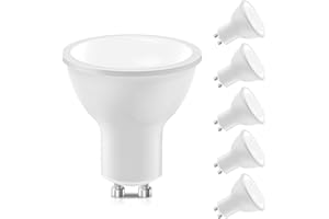 LEDYA GU10 LED bianco freddo, sorgente luminosa 5W 400lm, lampadina 6000K bianco freddo (sostituisce lampada alogena 40W), lampadina angolo fascio 120°, riflettori GU10, 6 pezzi