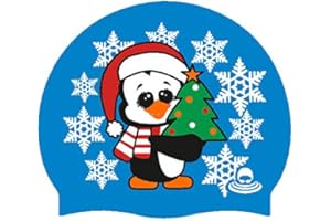 SportySwim 100% Silicone Festive Christmas Swimming Cap, Comfortable, Easy-On/Off Design Swim Cap - Penguin