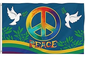 GHZSTE Friedenstaube Flagge, Garten Flagge, Frieden Flagge Taube, Garten Fahnen Langlebig Verblassen Beständig Dekorative Fahnen Außenbanner,90x150cm