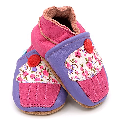 Weiche Baby und Kleinkind Lederschuhe – Dotty Fish – Mädchen – Blumen - 3