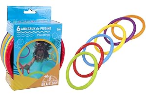 BLUE SKY - Set de 6 Anneaux Lestés - Jeu de Plongée - 048412 - Plastique - Apprentissage Natation - Immersion - Jouet Enfant - Jeu de Piscine - À Partir de 6 Ans