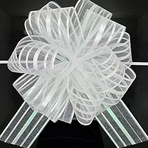 ESHOP Silver 10 Bow Colour 30 mm Pull Bow Long Tulle Tails Party Bridal Gift wrap Wrapping Bows,Gift Bows, Christmas Bows
