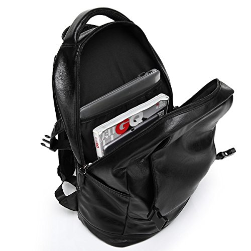 BAOSHA BP-06 PU Leder Rucksack Damen 15″ Laptoprucksack College Schultaschen Reisetasche Daypacks Uni Backpack für Outdoor Sports Freizeit Schwarz - 5