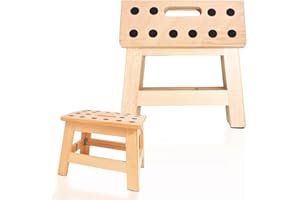 FORMA FAMILY OF BRANDS Forma House Wooden Foldable Stool - Portable Design - Lightweight Step Stool - Anti-Slip - Easy Storage Stool for Adults & Kids for Kitchen, Bathroom - 150kg Weight (Beech Wood)