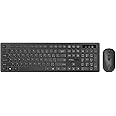 Promate Wireless Keyboard and Mouse Combo, Slim Full-Size2.4Ghz Wireless Keyboard, 1600 DPI Ambidextrous Mouse, Nano USB Receiver, Quiet Keys, Angled Kickstand for iMac, MacBook, ASUS, PROCOMBO-13.E/A