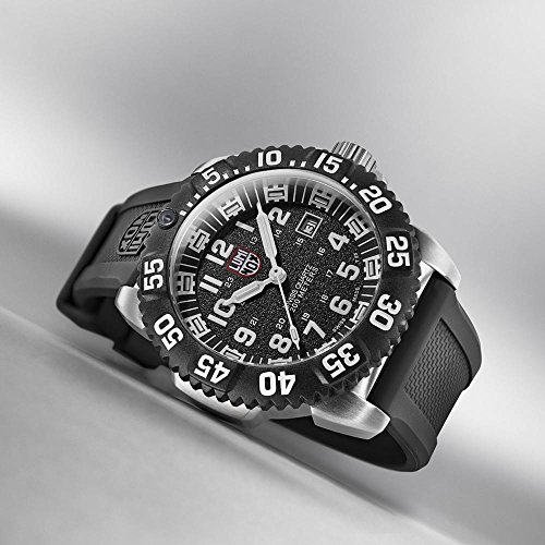 Luminox Navy SEAL Steel Colormark Men's Quartz watch with Black dial featuring LLT Luminox light Technology 44 millimeters Stainless Steel case and Black PU Strap  XS.3151.NV