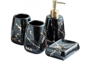 YYW Set da bagno in ceramica, 3/4/5 pezzi di lusso moderno accessori da bagno set in ceramica modello marmo set da bagno accessori per casa, appartamento, dormitorio