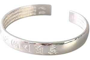Reclaiming Zen Tibetan Buddhist Silver Om Mani Padme Hum Enlightenment Mantra Bangle
