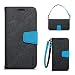 Produktbild JiuRui Zubehör iPhone 6 / iPhone 6s, Stitching Color Canvas Dual Magnetic Flip Clutch Wallet Case mit Kartensteckplätzen/Lanyard/Stand (Color : Black)