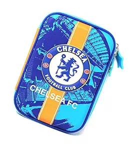 Kiku Premium Pencil Boxes for Boys FCB Football Club 3D EVA Hardtop Pencil Pouches for Girls and Boys (Chelsea)