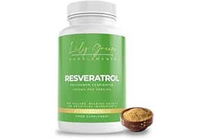 LILY GREEN SUPPLEMENTS Lily Green Resveratrol Capsules 1000mg Per Serving - High Strength Antioxidant Supplements - Anti-Aging Polygonum Cuspidatum | No Artificial Additives & UK Made - Resveratrol Supplement - 90 Capsules