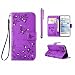 Produktbild MUTOUREN Samsung Galaxy S7 Edge Solide Grau Drucken(Schmetterling Blumen) Bookstyle PU Ledercase Tasche Hüllen Brieftasche Schutzhülle Scratch Magnetverschluss Telefon-Kasten Kratzfeste Anti-scratch Handyhülle Standfunktion Handycover Lila + 1x Kapazitive Feder