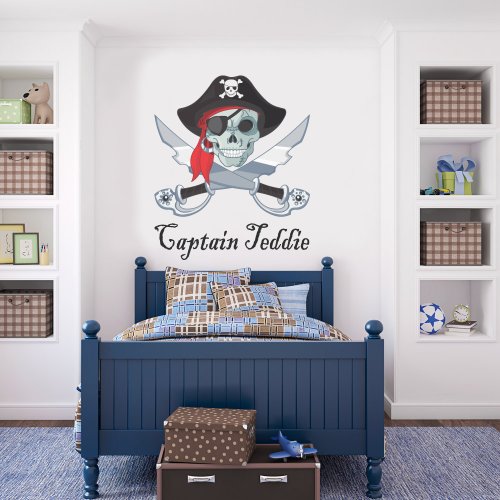 V&C Designs Ltd (TM) Personalised Name Pirate Captain Children's Large Wall Sticker Wall Decal Wall Art Vinyl Wall Mural