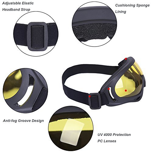 Kottle Outdoor-winddicht Skibrillen mit UV-Schutz, Motorrad fahren Gläser CS Armee taktische militärische Brille Schutzbrille (Grau) - 7