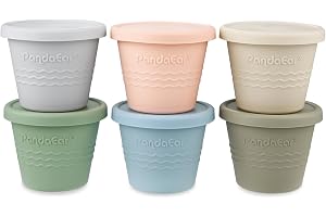 PandaEar 6-pack silikonbehållare för barnmat, 4 oz små matbehållare med lökar, återanvändbara mellanmålsbehållare för barn sm